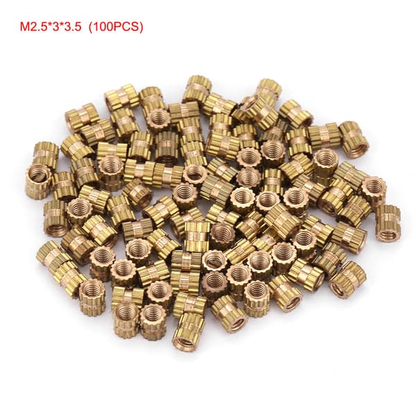 Messinkiset pyöröuritetut sisäosamutterit M2.5x3x3.5 100kpl