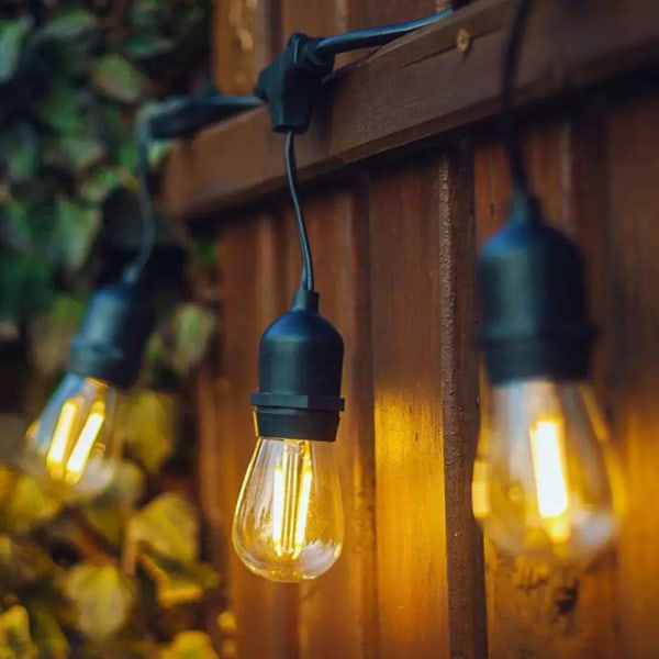 Strängljus för utomhusbruk, 10 splittersäkra Edison-lampor som kan dämpas, vattentäta ljusslingor för utomhusbistroveranda, stämningsljus för jul uteplats för Campi