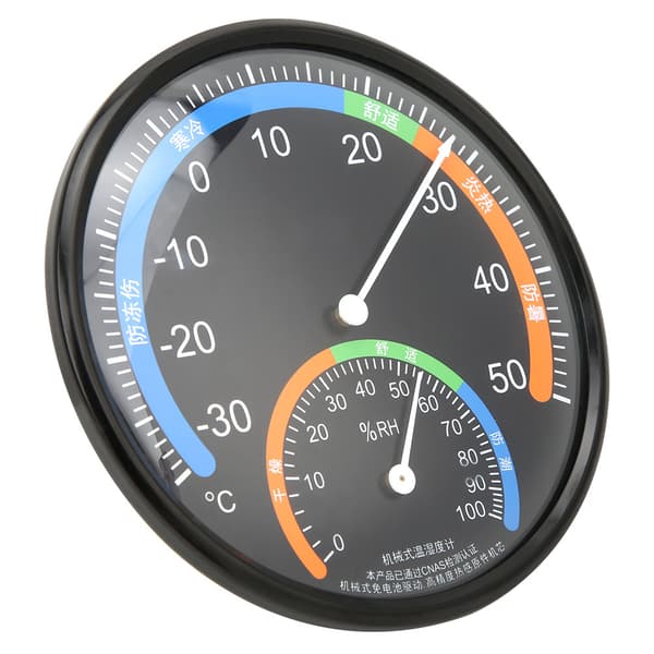 TH101 Sort Indendørs Udendørs Rund Pointer Termometer Hygrometer Temperatur Fugtighedsmåler
