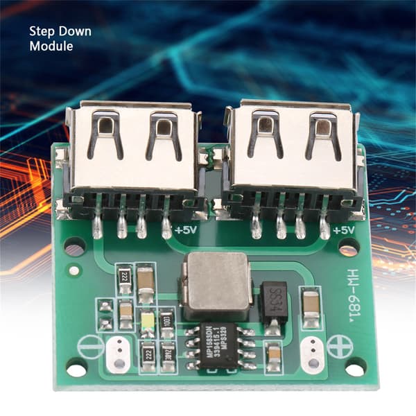 9V 12V 24V til 5V 3A DC Step Down Strømomformer Dobbelt USB Opladermodul