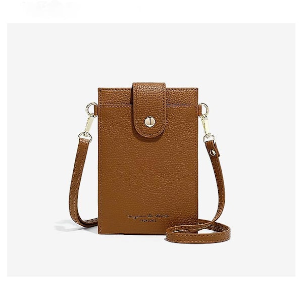 Crossbody mobiltelefontaske til kvinder Lille skulderpung Kortpung Tasketaske A916-1231 Brown