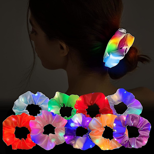 9 kpl Led Light Hius Scrunchies Satiini Elastiset Nauhat Solmiot Köydet - 3 väriä Light Modes