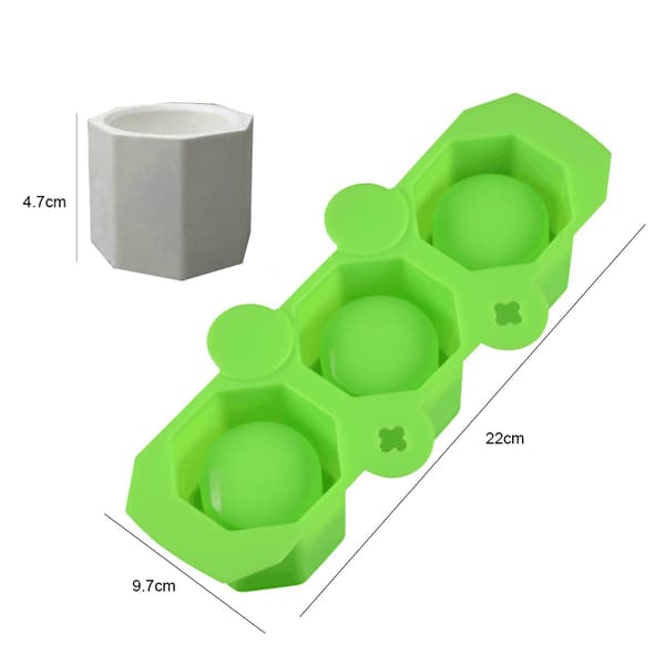 Silikonisbitform for whisky, cocktail, sjokolade, grønn, 3 hulrom