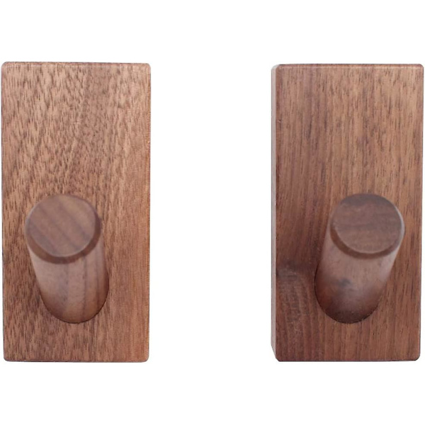 2 stykker naturtræ kroge, væg kroge, dekorative håndværk kroge - sort valnød