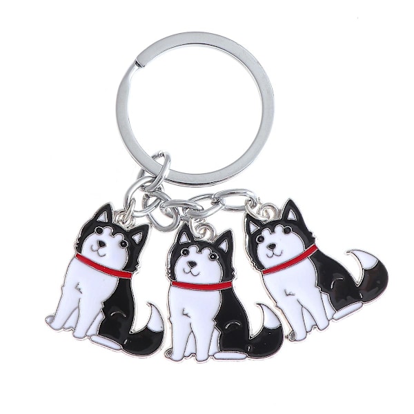 Dame kreativ bilnøglering Metal Pet Dog Series Bilnøglering Dekorativ gavenøglering (husky sort)