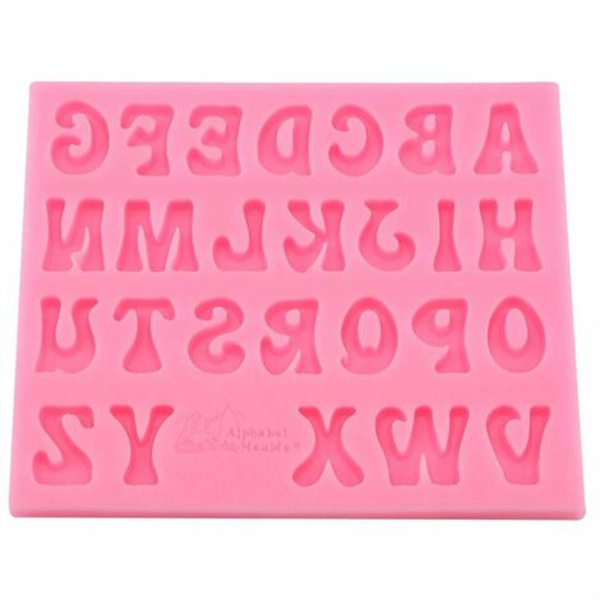 Bogstavforme silikoneforme til fremstilling af slik, kage, fondant, chokolade (pink)