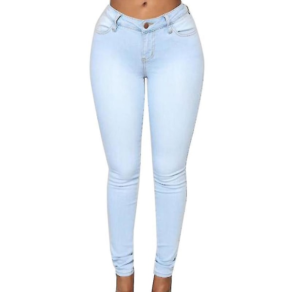 Skinny High Waist Stretch Jeans för kvinnor Light blue 2XL