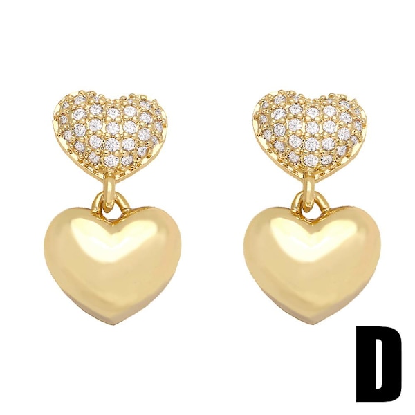 Örhängen Vintage Zircon Heart Stud Modesmycken Ac10554 D