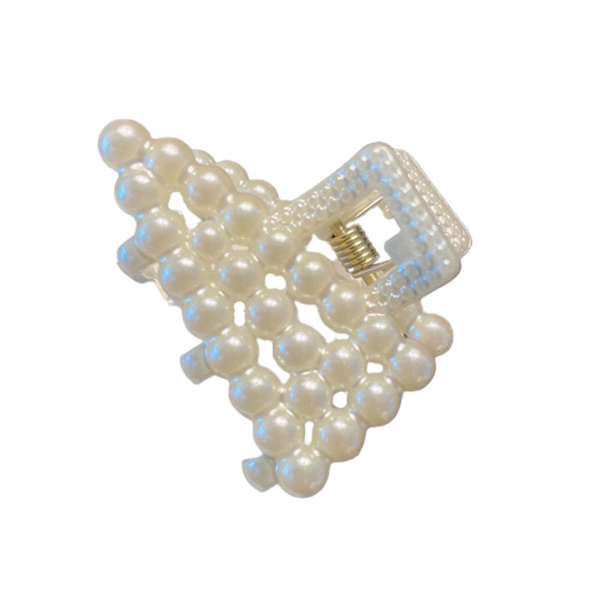 Liten hel pärla Inlagd Catch Clip Vintage Anti Slip Starkt Fixad Delikat Pearl Hårklämma Triangle