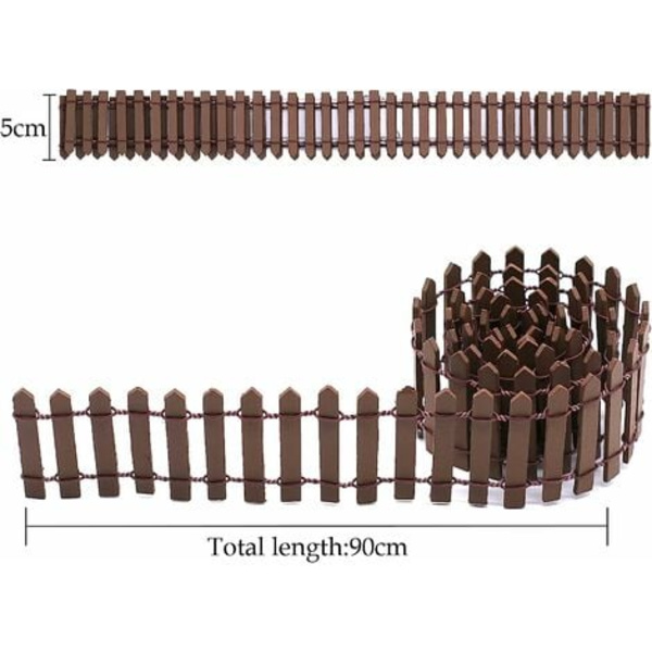 Miniatyrträdgårdsstaket Trästaket, flexibelt miniatyrstaket, träminiatyrstaket Miniatyrträdgårdsstaket trädgårdsdekoration Mini trästaket 5*90c