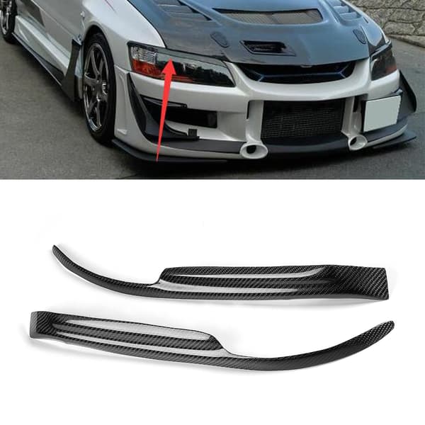 Karbonfiber Øyenbryn Dekorasjon til Frontlykter for Mitsubishi EVO 7-9 2003-2007