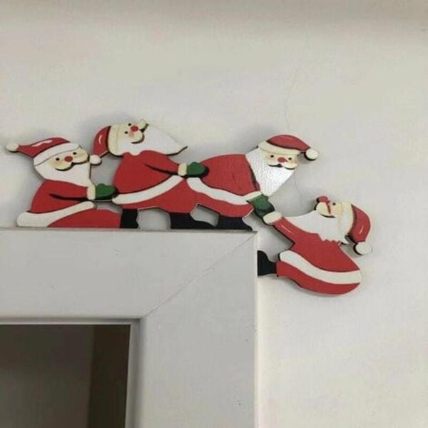 Juldekorationer för dörrkarmar, roliga jultomten dekorationer av trädörrkarmar, Hemmafestbordsscen Decoration Pro