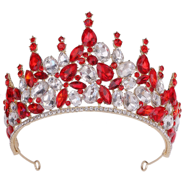 Princess Crown -pääpanta, jossa on pyöreä koukku Hieno pääpantapuku naisille Red