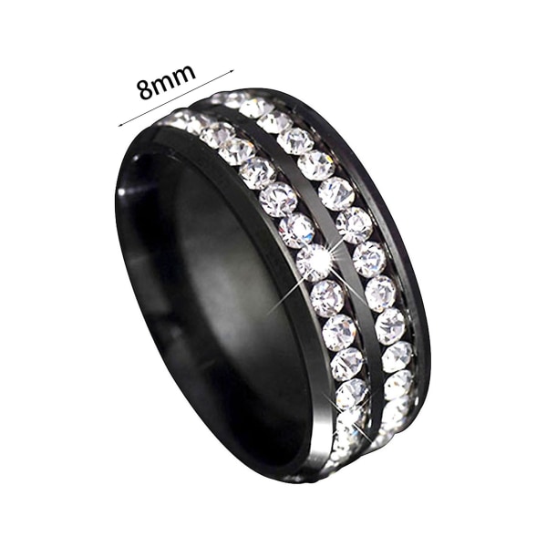 Ring Bred-bredde Fadeless Titanium Stål Dobbelt Rhinestone Unisex smykker til bryllupsfest Golden US 7