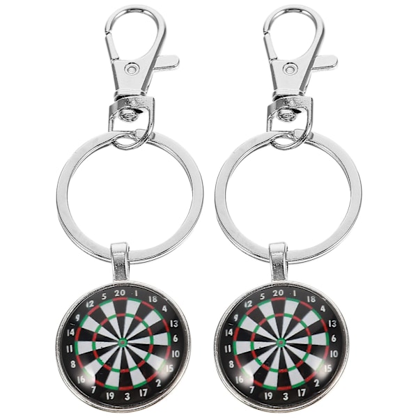 2st Retro Glasnyckelringar Dart Target Nyckelhållare Hänge Silver Legering Nyckelringar Present Hantverk Ornament