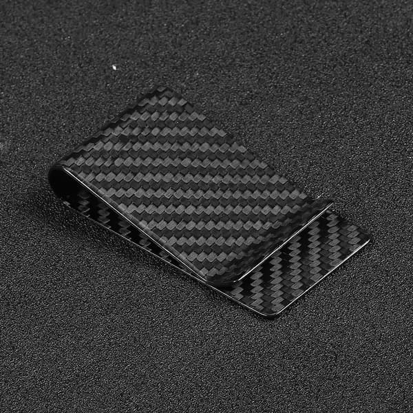Universal Karbonfiber RFID-blokkerende Lommebok Pengeklips Kredittkortholder