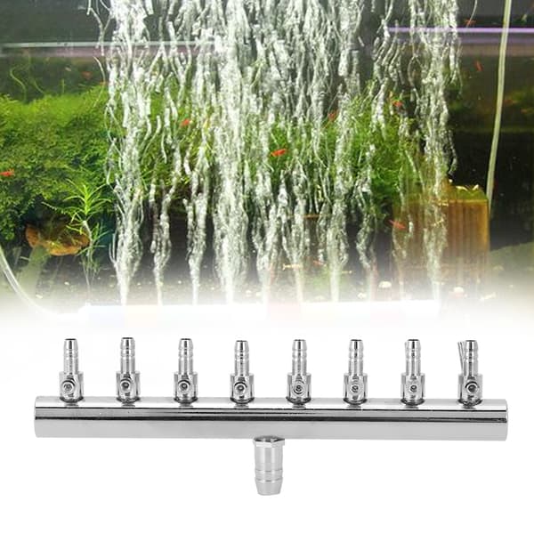 Akvarium Luftpump Splitter Distributör Syretub Kontrollventil 8-vägs Rostfritt Stål