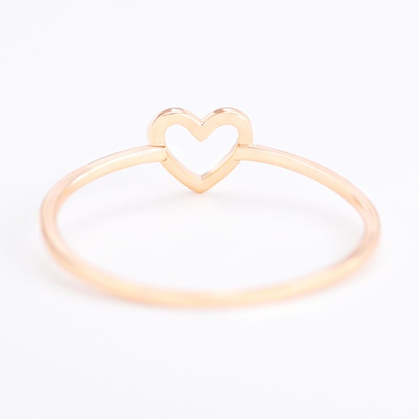 Kvinder Simple Udhulet hjerte Ring Valentine Foreslå Circlet smykker gave Silver US 6