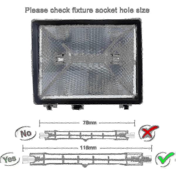R7s 118mm pære 200W for sikkerhetsflomlys - Halogen 230V 10 stk, Ny 2026