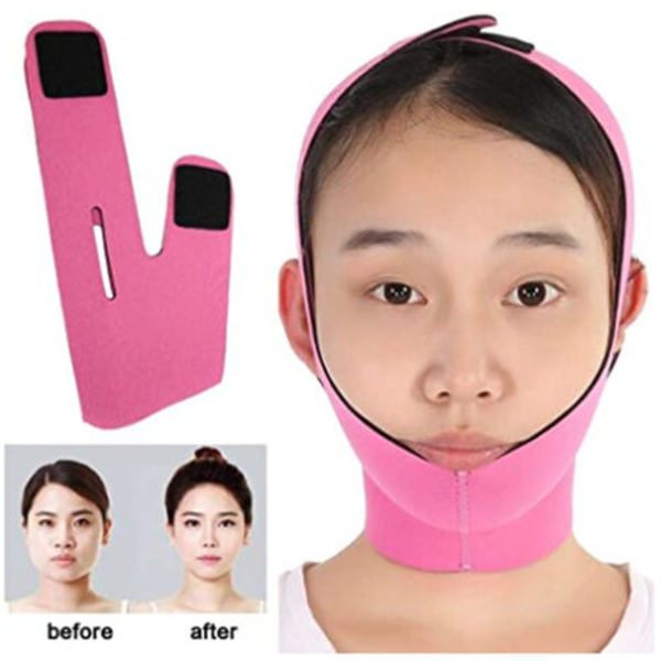 Face Slimming Cheek Mask, V Face Line Chin Lift Andas Magen Upp Skrynkla Sömnmask Rem(Rosa) -