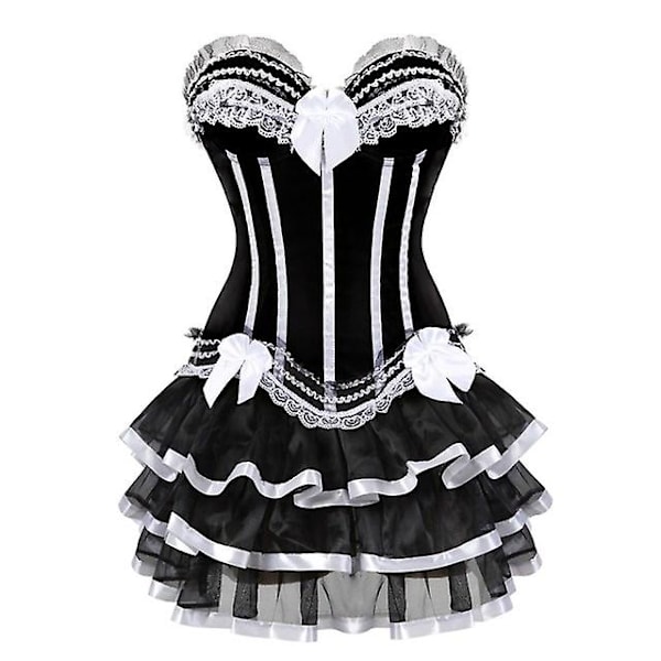 S-6xl naisten seksikäs korsetti, korsetti ja set Black White 4XL