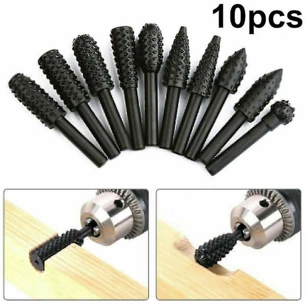 10-pakkaus 1/8" kahvan puunhionta Rasp- set