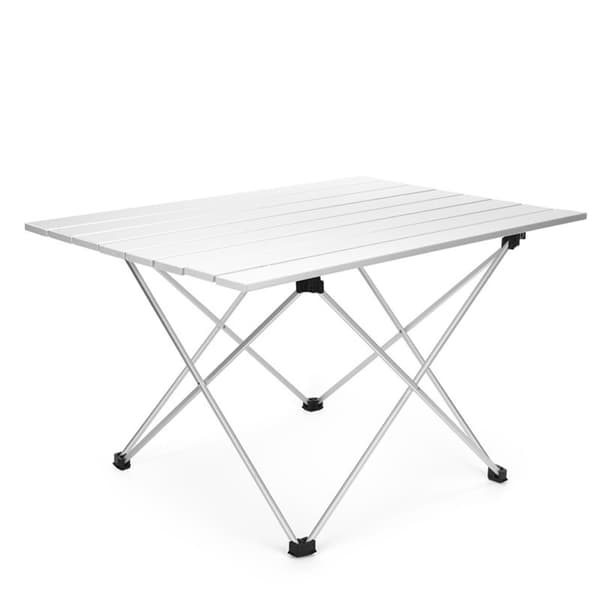 Campingbord i aluminiumslegering med rulleplade, bærbart, foldbart, skridsikkert, holdbart mini-picnicbord til vandreture og rejser