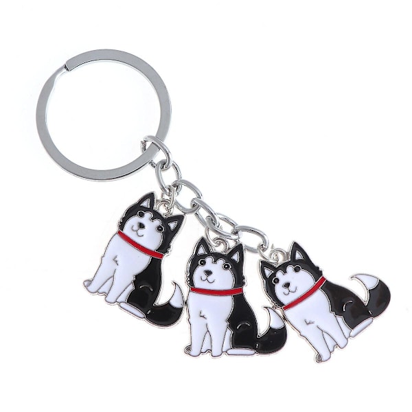 Dame kreativ bilnøglering Metal Pet Dog Series Bilnøglering Dekorativ gavenøglering (husky sort)