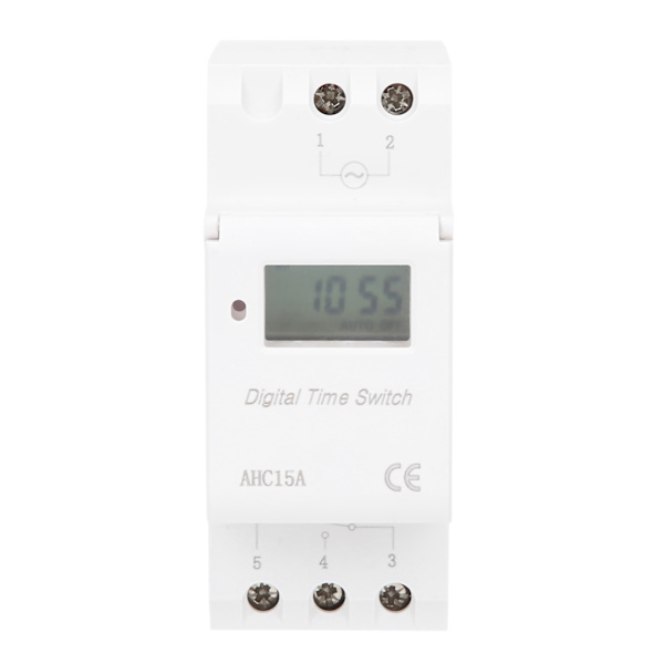Digital LCD Timer Switch AHC15A AC220V-240V Industriell Spårtyp Kontrolltimer
