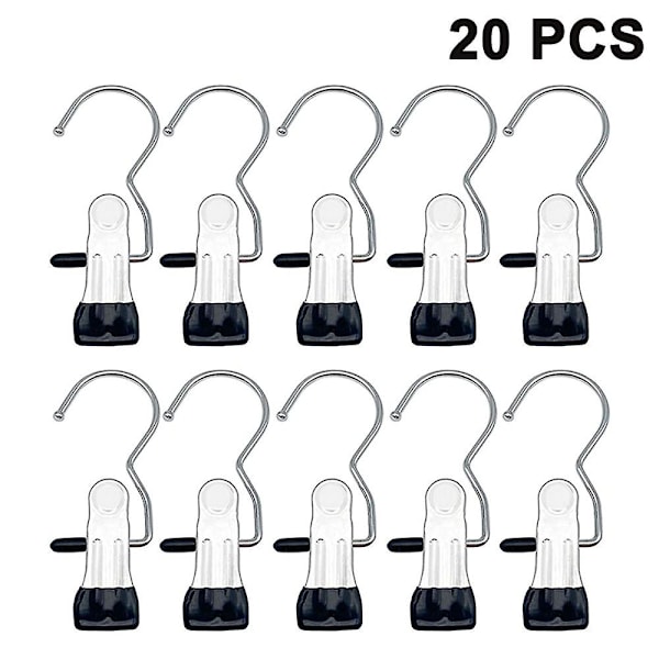 Piao 20 st Boot Hanger Clips,tvätt Krok Hängande klädnålar Rostfritt stål Galge Håll Clips För strumpor, handdukar, underkläder, hattar,scarfs,handdukar,byxa