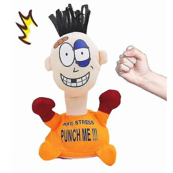 Punch Me Pehmeät täytetyt Anti Stressi Sähköiset pehmolelut Doll Electric Xmas Gifts-1 orange