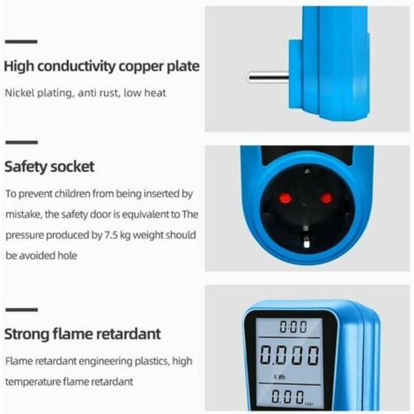 Digital strömmätare, EU-kontakt, AC Voltmeter, Energitestare, USA UK AU FR BR IT Regulatory Plug