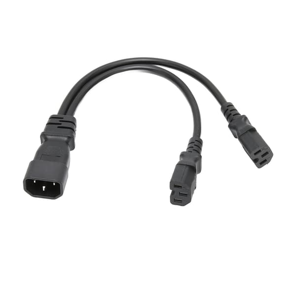 IEC320 C14 til Dobbelt C15 Han til Hun Strømsplitterkabel til Skrivebordslampe Printer Projektor 100 250V 32 cm