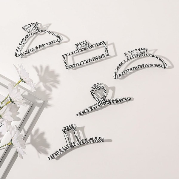 Ruudullinen hiusklipsi Liukumaton Zebra Hollow Out Hair Claw Geometry Leoy Barrette B5