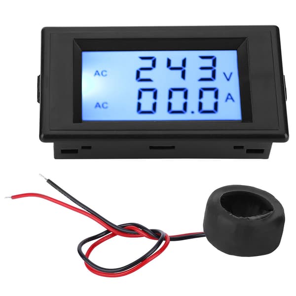 Dobbelt Display Voltmeter Amperemeter AC 80-300V 0-50A 0-100A med Strømtransformator Sort