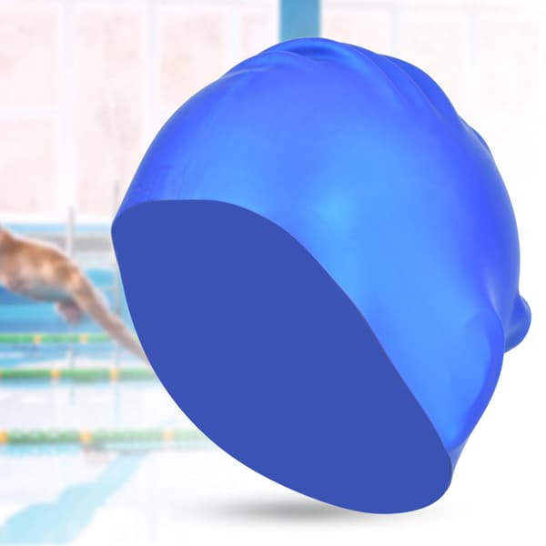 2 stk Svømmehette Elastisk Vanntett Silikon Sports Svømmehette for Langt Hår Kvinner Blå