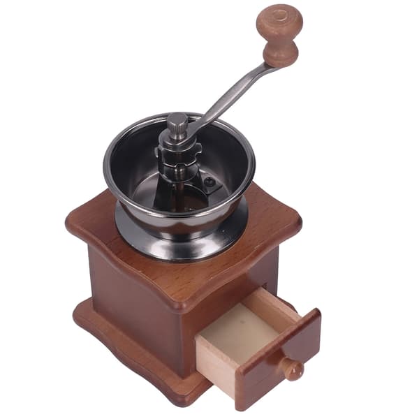 Manuel Retro Træ Kaffekværn Rustfrit Stål Burr Klassisk Stil
