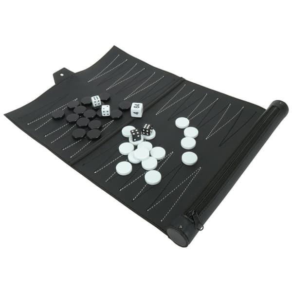 Portabel Backgammon med PU-läder Schackbräde Vikbart Backgammonbräde Resegåvor