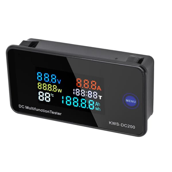 KWS DC200 10A Voltmeter Amperemeter DC 8‑120V 0‑10A LCD Farveskærm 7 i 1 Multifunktion DC Multimeter med 10A Strømshunt