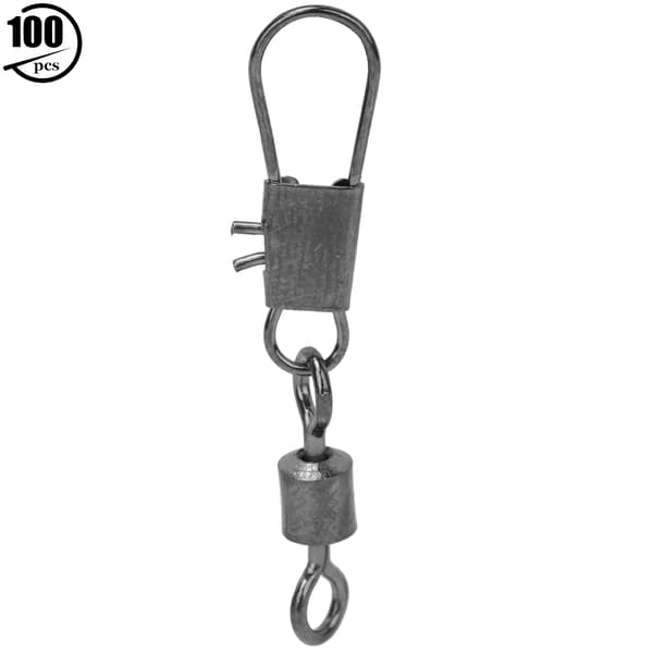 100 st Interlock Snap Kullagersvängbara Rullande Ring Fiskekoppling Båtkrok
