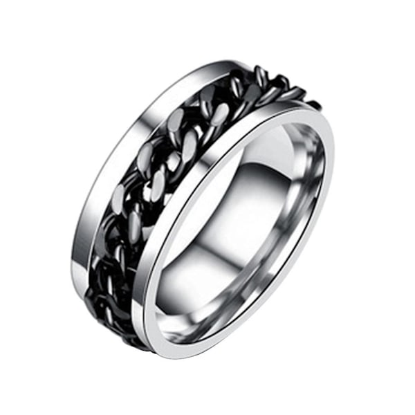 Rustfrit stål øl flaskeåbner Roterbar kæde finger ring smykke bar værktøj Silver US 9