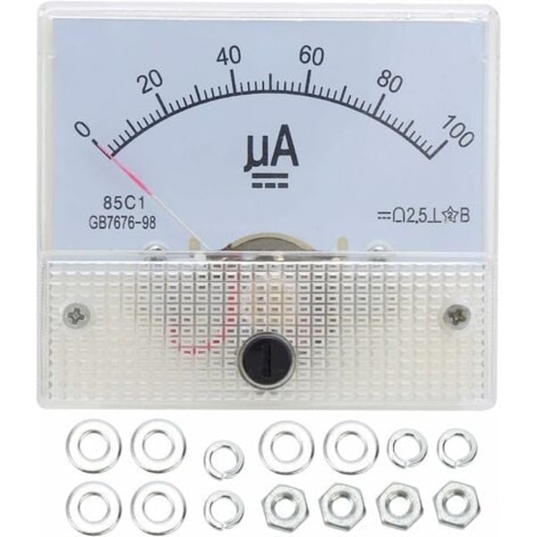 Analog voltmeter, 85C1 DC 0~100UA Pointer Type Analog Amperemeter Strøm Panel Meter med enkel struktur Fonepro