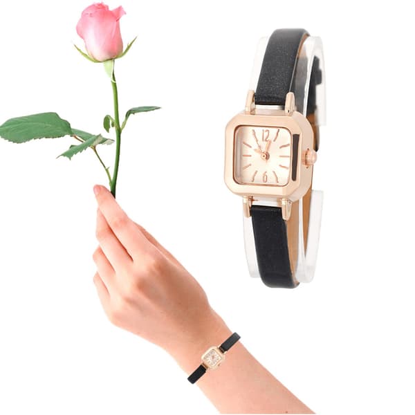 Moderigtigt dame quartz analog ur sort PU læderrem