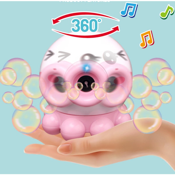 Octopus Bubble Machine lapsille 360° pyörivät sähkölelut pojille ja tytöille puhaltaa kuplia (vaaleanpunainen ja valkoinen mustekala laatikossa)