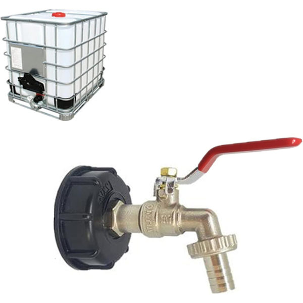 Ibc-adapter med 1/2&quot; S60x6 messing kugleventil, Ibc havevandtank, udskiftningsventildele med gevind fitting