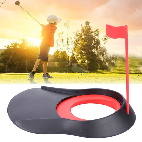 Golf Putting Cup Hole -harjoitteluväline, lippusetti, sisä- ja ulkokäyttöön, punainen