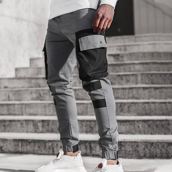 Miesten Colorblock Cargo Jogger -housut Gray M
