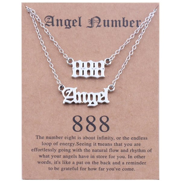 2 stk Old English Angel nummer halskæde Numerology smykker til kvinder belagt rustfrit stål
