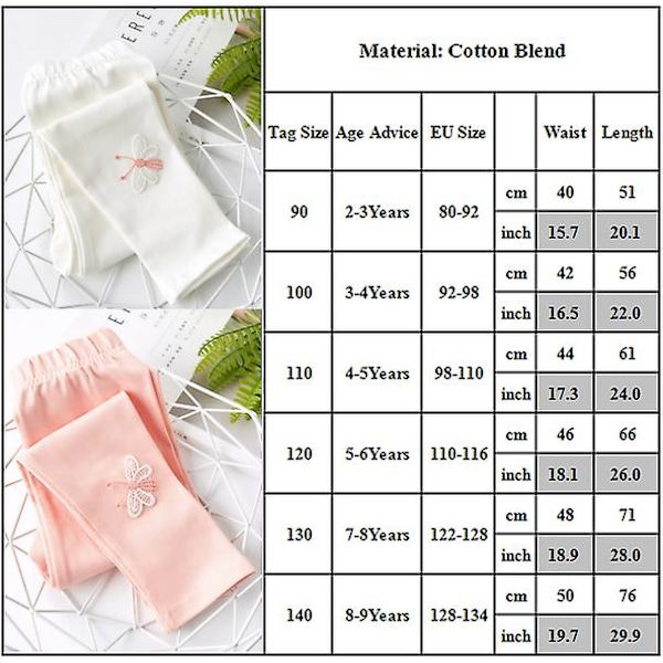 Barn Flickor Skinny Byxor Slimbyxor Casual Bottoms Leggings Pink 8-9T