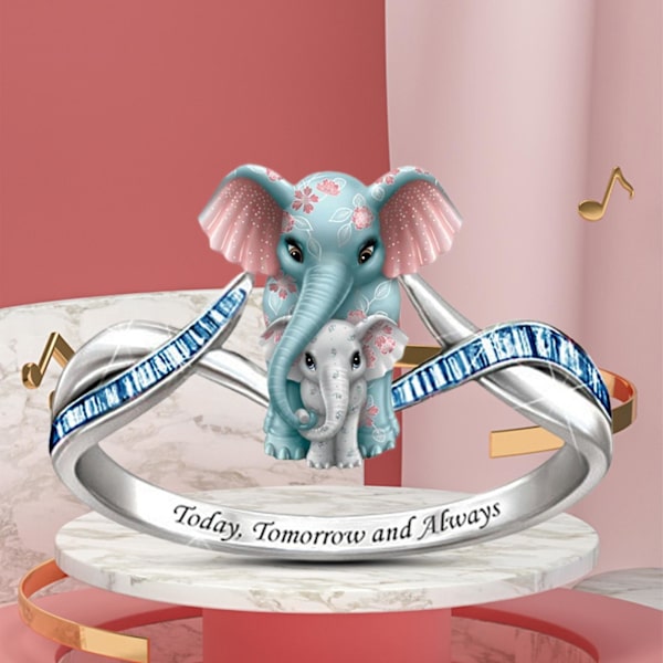 Fingerring Härlig tecknad elefant Romantiska tillbehör Smycken Kvinnor Legeringsring Alla hjärtans dag present US 5